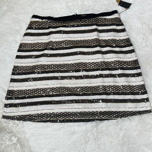 MARE’E POUR TOI ‘Flippy’ ALINE Sequin Skirt Size 24‎ Black, Brown, White